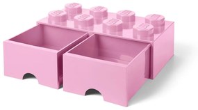 Scatola portaoggetti rosa chiaro con due cassetti - LEGO®