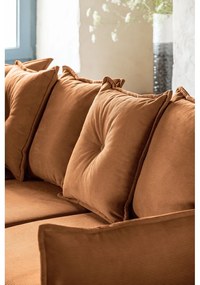 Divano letto angolare in velluto a coste color mattone (angolo sinistro/"U") Lazy Lukka - Miuform