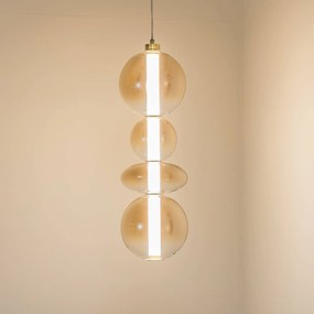 Eko-Light Lampada LED a sospensione Daphne, vetro ambra trasparente, altezza 62 cm