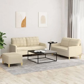 Set Di Divani 3 Pz Con Cuscini Crema İn Tessuto /