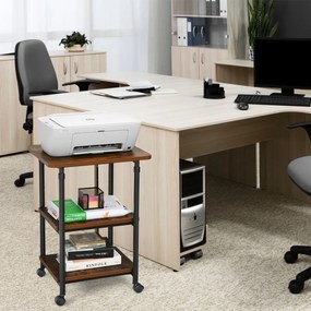 Costway Supporto per stampante con 3 livelli, Carrellino regolabile struttura resistente Naturale