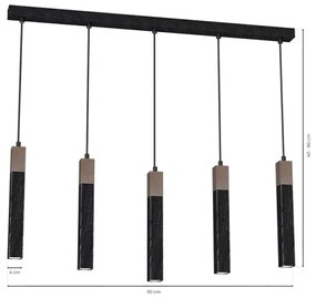 Lampadario su corda SOLO 5xGU10/MR11/40W/230V nero