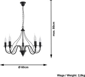 Lampada a sospensione nera 5 Fiorano - Sollux