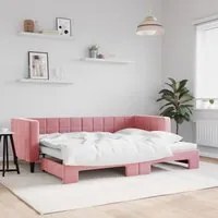 Divano Letto con Letto Estraibile Rosa 80x200 cm in Velluto 3196687