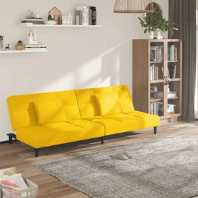 Divano Letto A 2 Posti Con 2 Cuscini Giallo İn Velluto /