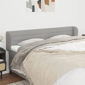 Testiera Ad Orecchio Grigio Chiaro 183x23x78/88 Cm İn Tessuto /