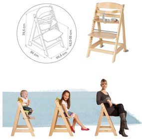 Seggiolone grigio chiaro/di colore naturale Style Born Up 2in1 – Roba