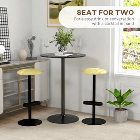 Tavolo Alto da Bar Moderno Rotondo con Base Ø70x102 cm in Acciaio e Piano in MDF Nero...