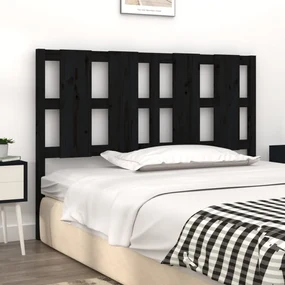 Testiera per letto nera 125,5x4x100cm in legno massello di pino