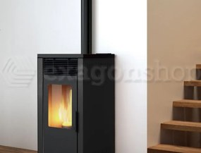 Royal Donna Air 80 Us Stufa A Pellet Ad Aria Con Uscita Fumi Superiore 8 Kw Serbatoio 11kg 44x50x92 Cm In Acciaio Nero