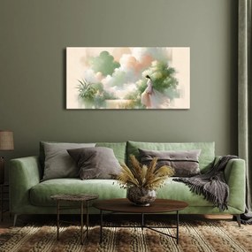 Quadro su tela – Donna sognante in toni pastello