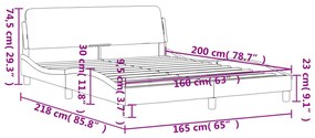 Giroletto con Testiera Marrone Scuro 160x200 cm in Tessuto