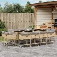 Set Pranzo da Giardino 13 pz con Cuscini Beige Misto Polyrattan 3211404