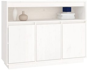 Credenza bianca 104,5x34x80 cm in legno massello di pino