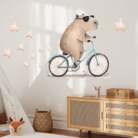 Adesivo murale - Capibara in bicicletta | Inspio