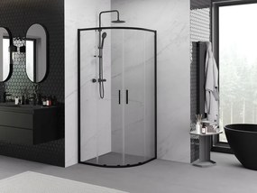 Mexen Exo-S Duo cabina doccia semicircolare scorrevole 90 x 90 cm, trasparente, nera - 8132-090-090-70-00