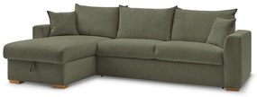 Divano angolare verde allungabile (con composizione variabile) con rivestimento in velluto a coste Augustin – Bobochic Paris