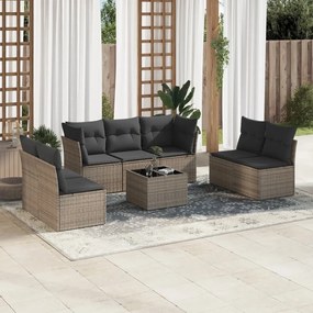 Set divano da giardino 8 pz con cuscini grigio in polyrattan