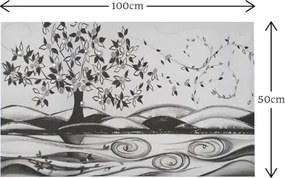 Quadro in tela 50x100 cm tema Albero Della Vita con particolari a rilievo