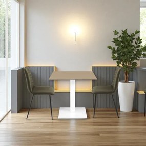 Tavolo bar pub ristorante 80x80 cm per esterno base bianca piano HPL Tortora H 74