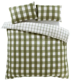 Biancheria da letto singola in flanella verde 135x200 cm Gingham Check - Catherine Lansfield