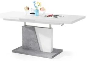 Tavolino pieghevole da caffè/pranzo con piano sollevabile NINO bianco/grigio calcestruzzo