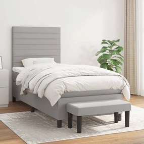 Giroletto A Molle Con Materasso Grigio Chiaro100x200 Cm Tessuto /