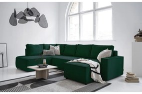 Divano letto angolare in velluto a coste verde scuro Brave Dave - Miuform