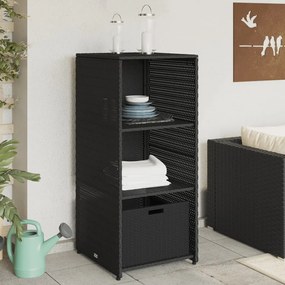Armadietto Portaoggetti Da Giardino Nero 50x55x115cm Polyrattan /