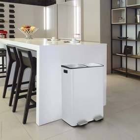 Cestino per la spazzatura bianco opaco in acciaio per raccolta differenziata/con pedale 2x30 l Aliya – Spirella