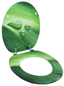 Tavoletta Wc Con Coperchio Mdf Verde Design Goccia Dacqua /