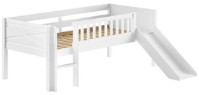 Letto da bambini rialzato bianco in pino massiccio con rete inclusa 90x200 cm Scott – Vipack