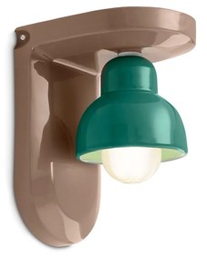 Applique Vintage Decò Berimbau Ceramica Marrone Moka E Turchese 1 Luce E27