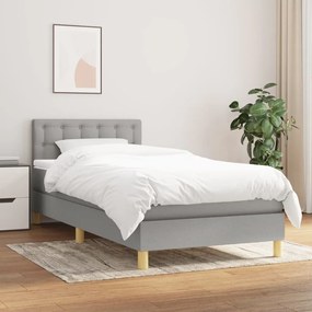 Giroletto A Molle Con Materasso Grigio Chiaro 90x200 Cm Tessuto /