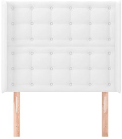 Testiera ad orecchio bianco 103x16x118/128 cm in similpelle