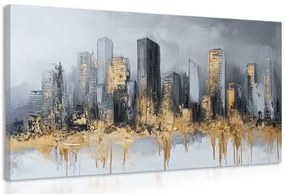 Quadro su tela – Panorama di grattacieli in oro e grigio