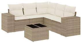 Set divano da giardino 6 pz con cuscini beige in polyrattan