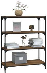Libreria rovere marrone 80x33x100cm legno multistrato e acciaio