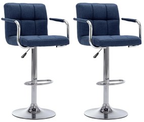 Sedie Da Bar 2 Pz Blu İn Tessuto /