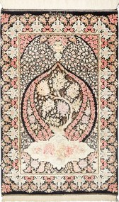 Ghom Tappeto persiano 90x60 Nero (Iran) Annodato A Mano