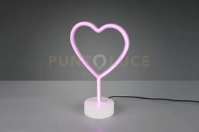 Heart lampada da tavolo led 1,5w · 1x 10lm, binca e rosa h. 30cm