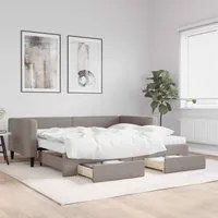 Divano Letto Estraibile con Cassetti Tortora 90x200 cm Tessuto 3196635