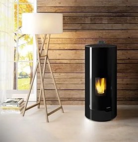 Stufa A Pellet Ecofire ad Aria con porta in vetro stondata acciaio Nero Palazzetti Nina 8