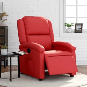 Poltrona Reclinabile Elettrica Rossa İn Similpelle /