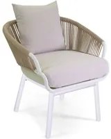 Poltrona alluminio Honolulu bianco con cuscini crema cm 62x67,5h80