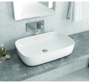 Kamalu - Lavabo da appoggio 60cm linee arrotondate bianco | Litos-0013