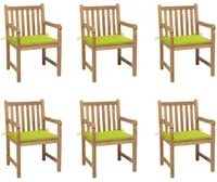 Sedie da Giardino 6 pz e Cuscini Verde Brillante Massello Teak 3073042