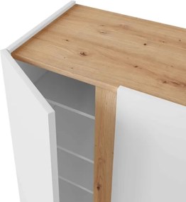 Scarpiera A 2 Ante E 6 Ripiani 56x35x102 Tempus Bianco e Rovere Nodi