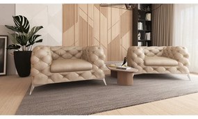 Poltrona beige con rivestimento in velluto Chelsea – Ropez