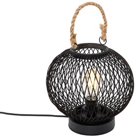 Lampada da tavolo da esterno rustica in rattan nero - Calamus